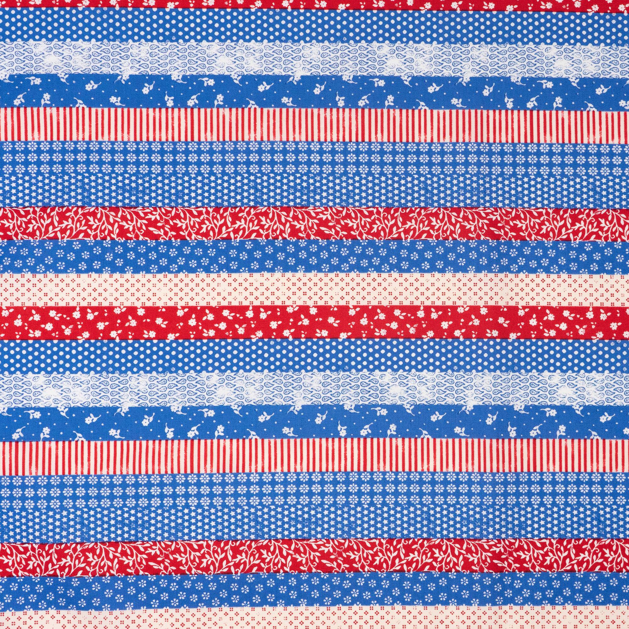 SINGER Americana Floral Stripes Cotton Fabric